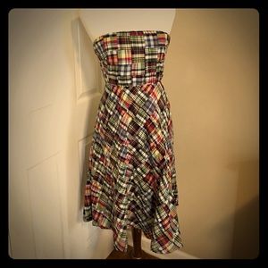 J. Crew Strapless Madras Dress